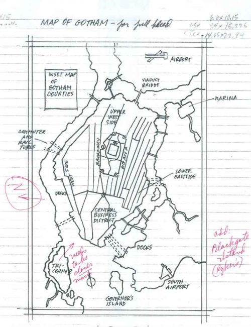 Batman's Gotham City Map Story Notes and Sketches 11 of 17