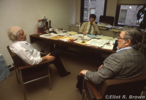 Jim Shooter with John Buscema and Vinnie Colletta, November 1983